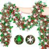 Red Green Silver Shiny Metallic Twist Ribbon Christmas Tinsel Garland Snowflake Xmas Tree Home Decor Mantle Stairs Indoor Party