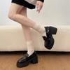 2026 New Spring Women Chunky Loafers Shoes Concise Thick Heel Shoes College Style Female Slip On Leather Single Shoes