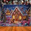 Merry Christmas, gingerbread house backdrop, candy world photography backdrop, Christmas party decoration, photo banner4723
