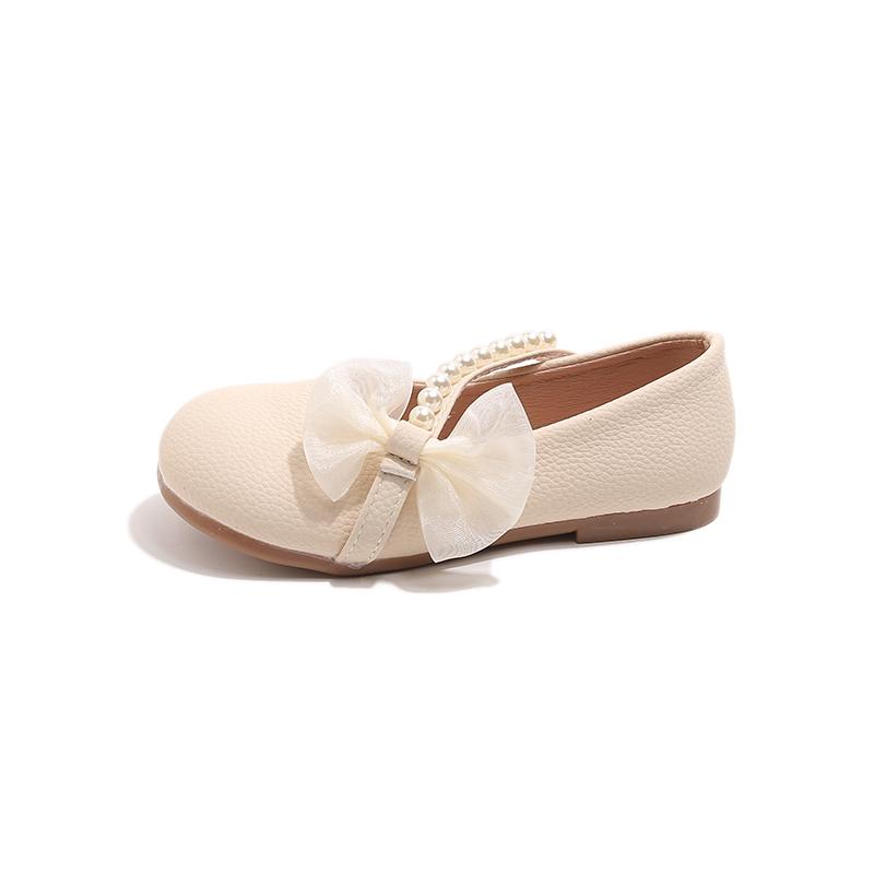 

Girls Princess Leather Shoes with Bow-knot Children Lace Beading Flats Shoes Slip-on Kids Mary Janes Shoes for Party Wedding 24