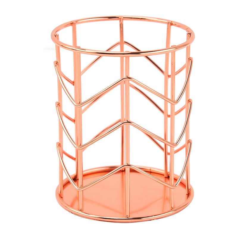 Nordic Gold Iron Art Pen & Makeup Brush Holder - Desktop Storage Tube