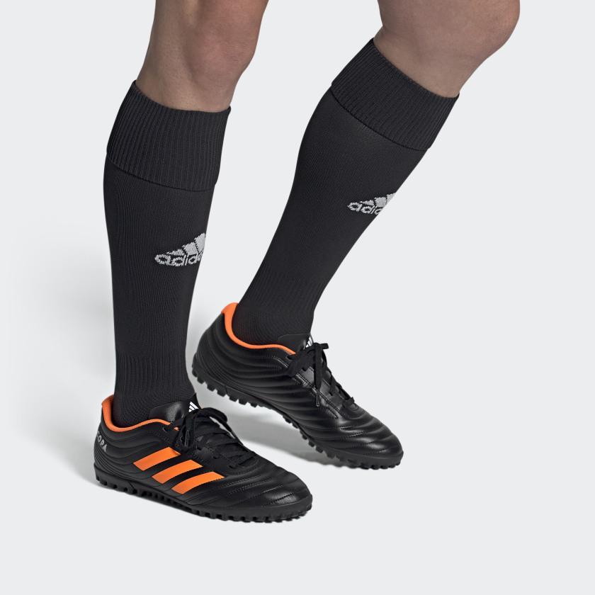 Adidas Copa 20.4 Low Lace TF (Rubber Studs) Firm Ground Artificial Grass Non-Slip Durable Soccer Shoes Men Soccer Shoes Black Orange EH1480