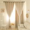 Double Layer Blackout Curtains, Girly Cream Style, Fabric and Gauze, for Bedroom and Dormitory, Sun Protection and Heat Insulation