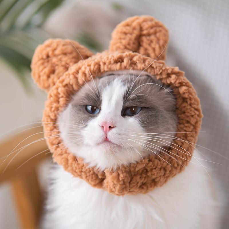 Plush Cat Ear Headband Hat For Small Dogs Birthday Party Decoration
