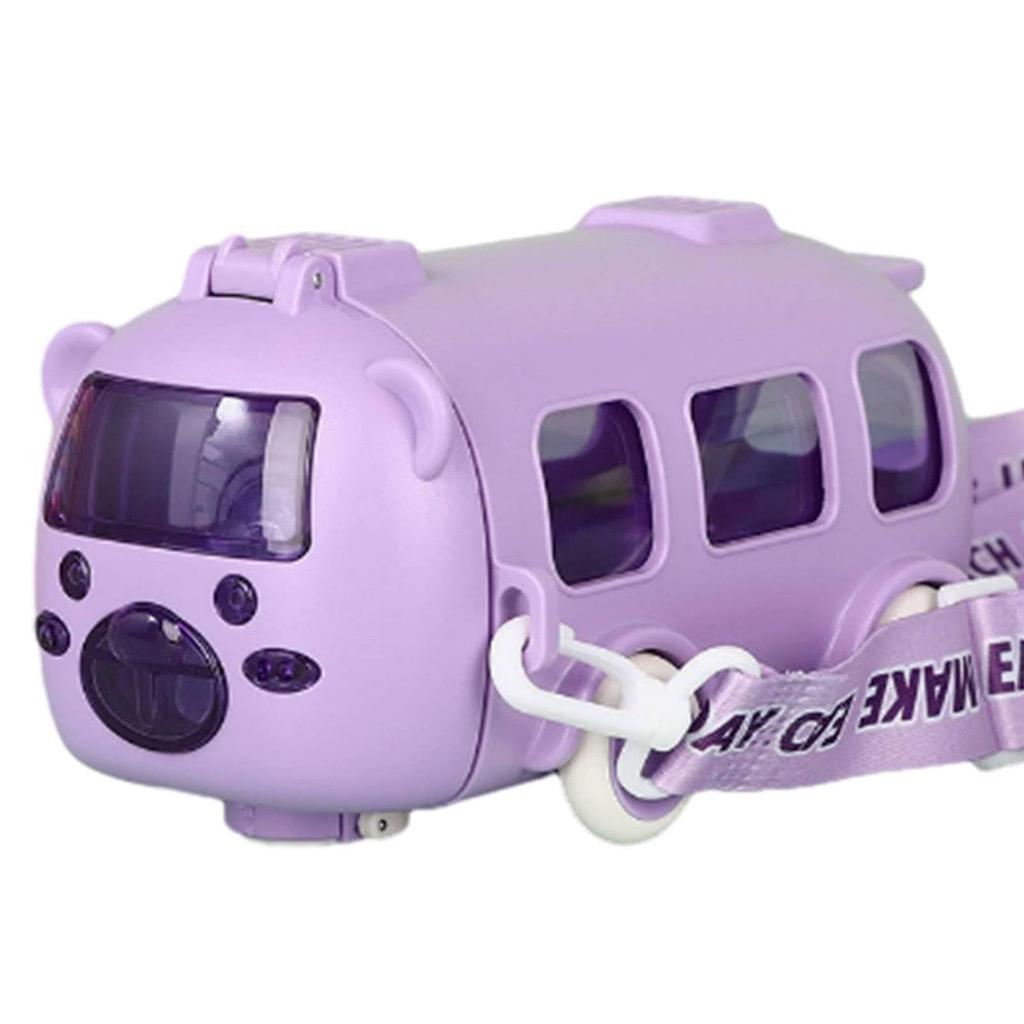 Novelty Portable Water Cup In Bus Shape With Strap For Kids Plastic Large Capacity Leak-Proof  Straw Cup Gift for Childern