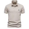 Men's Korean-Style Casual Embroidered Polo Shirt Solid Color Button Lapel Short-Sleeve Top