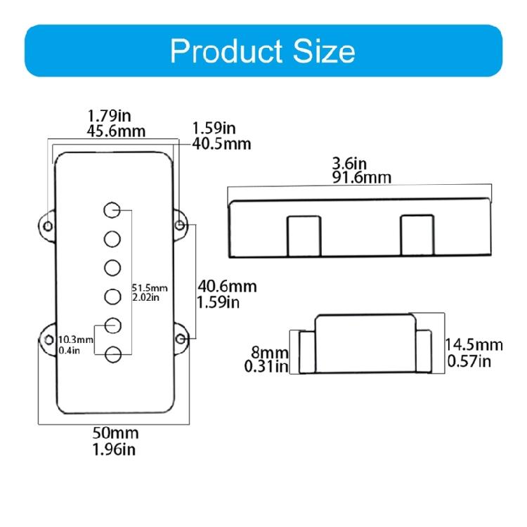 Plastic Guitar Pickup Covers in old Aged White for Guitar Models Replacement Part measurements