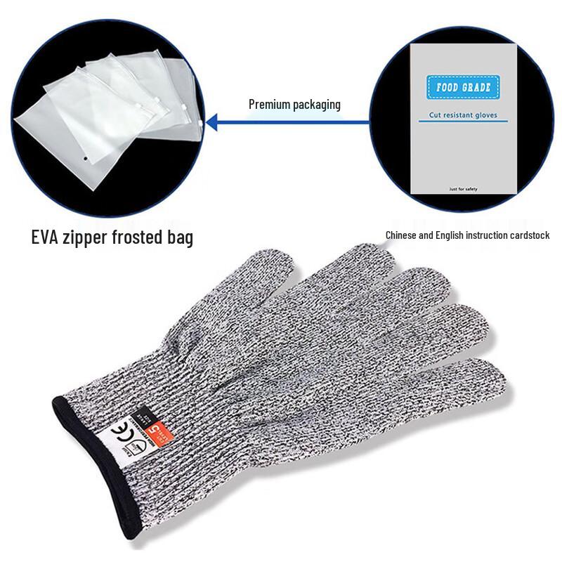 Jinsu HPPE Level 5 Cut-Resistant Work Gloves (5-Pair Pack)