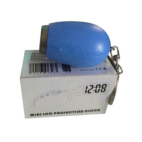 Mini Digital Projection Clock Portable LED Wall Ceiling Time Projection Watch Magic Night Light Electronic Clock Key Chain Decor синий