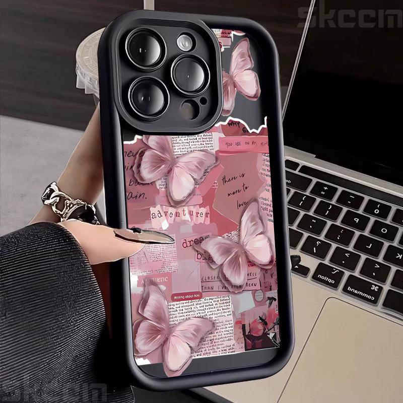 Vintage Süßer Schmetterling Silikon Weiche Handyhülle Für iPhone 16 17 15 14 13 12 11 Pro Max XS XR X 7 8 Plus Stoßfeste Candy Hülle