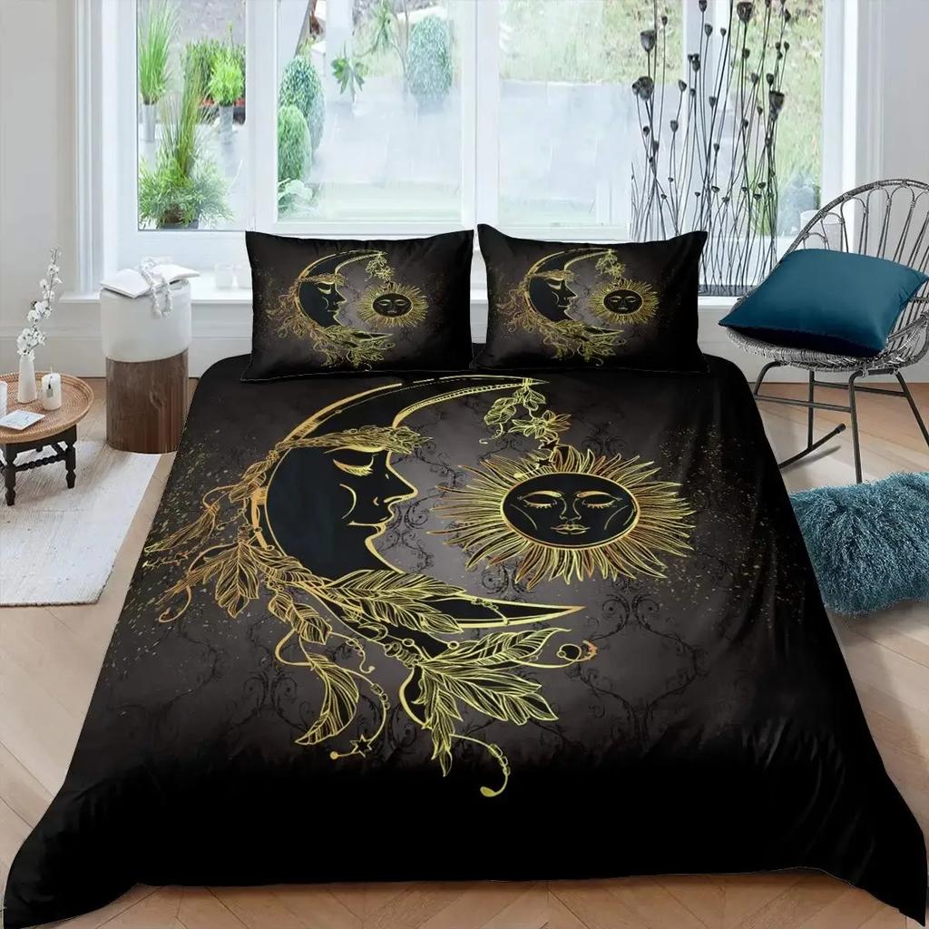 The Sun And Moon Duvet Cover Set Boho Mandala Floral Stars Starry Sky Nordic Comforter Cover,Constellation Bedding Set King Size