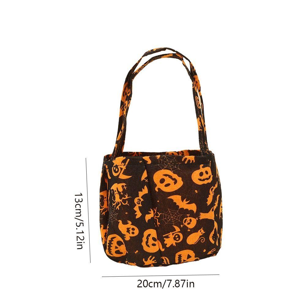 Portable Halloween Candy Bag Non-Woven Pumpkin Candy Bucket Tote Bag Candy Bucket Kids Party