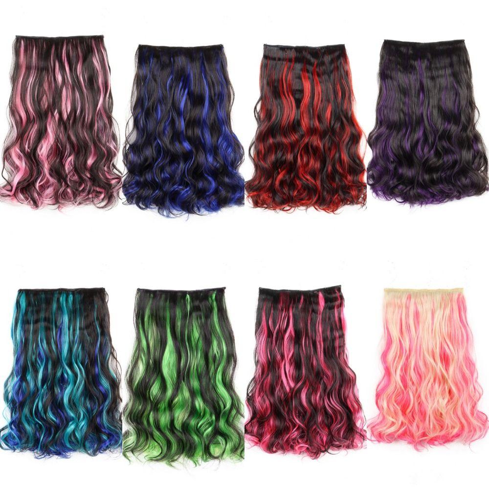 One Piece Colored Hairpieces Ombre Natural Lifelike Wig Soft Long Curly Hair Extensions For Women