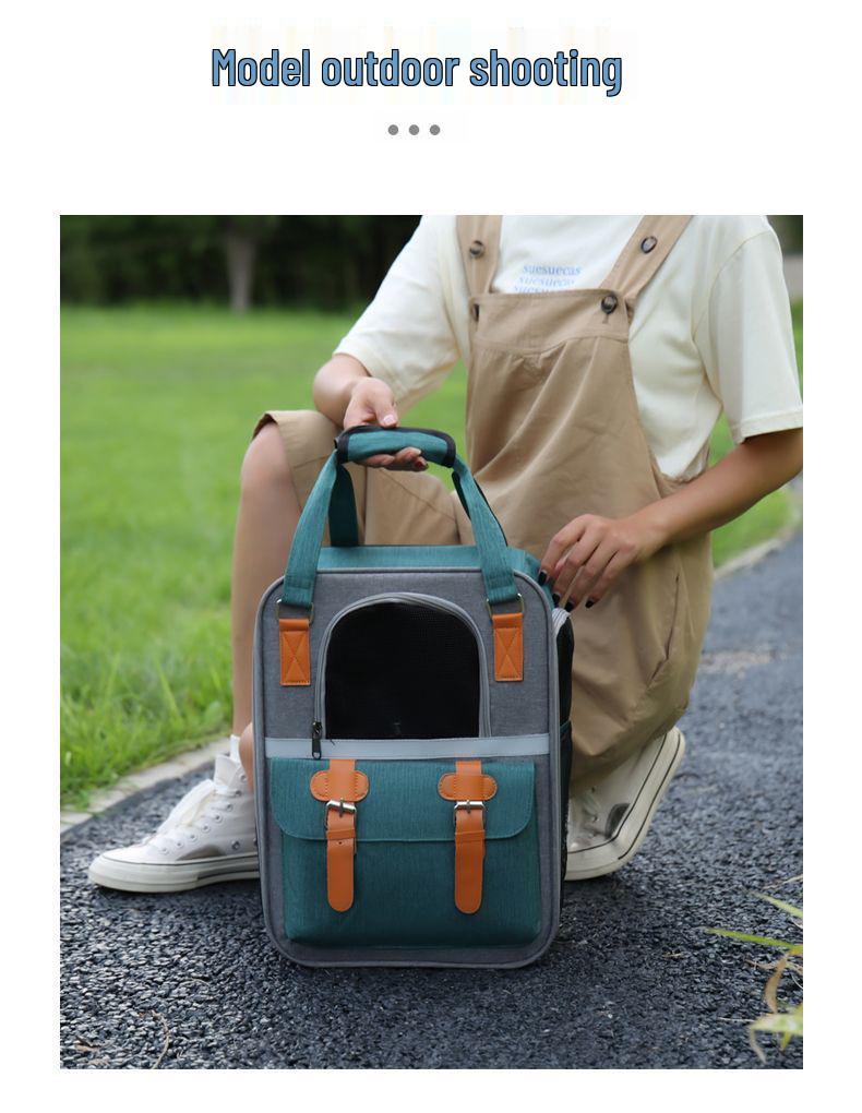 Large Capacity Portable Pet Backpack - Breathable, Foldable Double-Shoulder Bag for Cats and Dogs