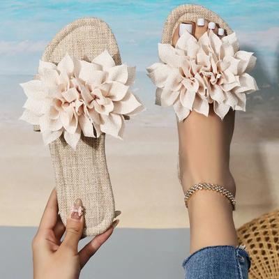 Fashion 2024 New Flat Bottomed Sandals for Women's Summer New Style Comfortable and Versatile for Outdoor Wear Flower Beach Slippers