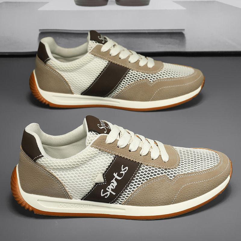 

Men s shoes 2025 hollow Para shoes spring and summer breathable mesh shoes lightweight soft sole large mesh men s casual Forrest Gump shoes 44 бежевый