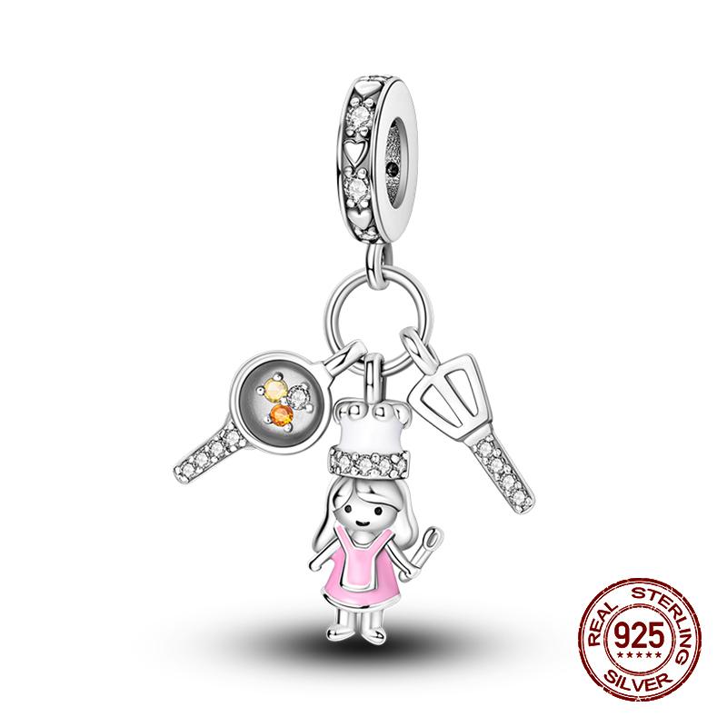 100% 925 Sterling Silver Guitar Musician Painter Doctor Career Charm Bead Fit 925 Original Bracelet DIY Souvenir Jewelry