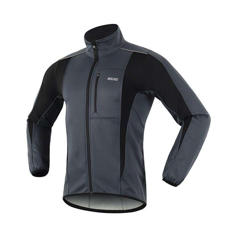 ARSUXEO Veste de cyclisme d'hiver coupe-vent doublée polaire 3 couches pour homme Vêtement d'extérieur chaud pour le sport en extérieur