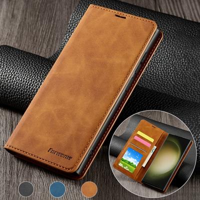 Funda de Cuero con Solapa Magnética y Ranura para Tarjetas para Samsung Galaxy S24 Ultra S23 Plus S22 S21 S20FE A05s A14 A15 A34 A35 A53 A54 A55