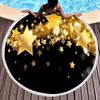 Luxury Gold Vintage Floral Round Beach Towel with Tassels, Microfiber Quick Dry Beach Blanket Absorbent Meditation Rug Yoga Mat