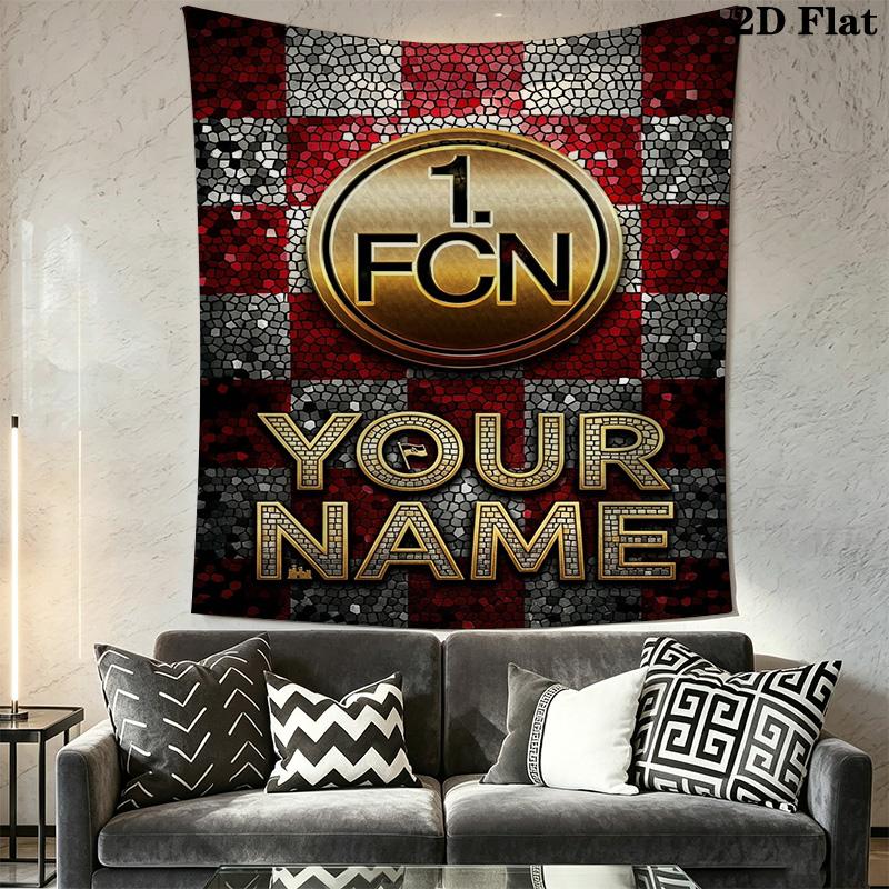 Name Custom 1.FC Nürnberg Logo Wall Tapestry Aesthetic Wall Hanging Printed Fabric Blanket Decorative Tapestries for Bedroom Living Room Home Decor