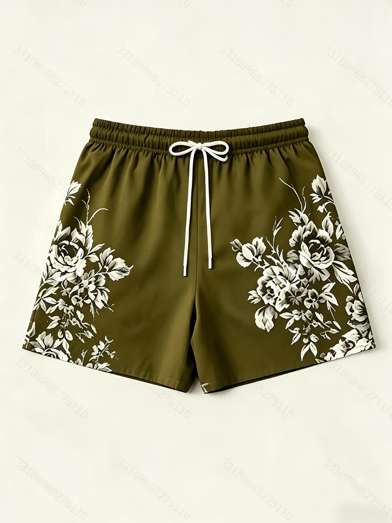 The latest pattern print summer trendy shorts and beach pants, casual style, floral theme design