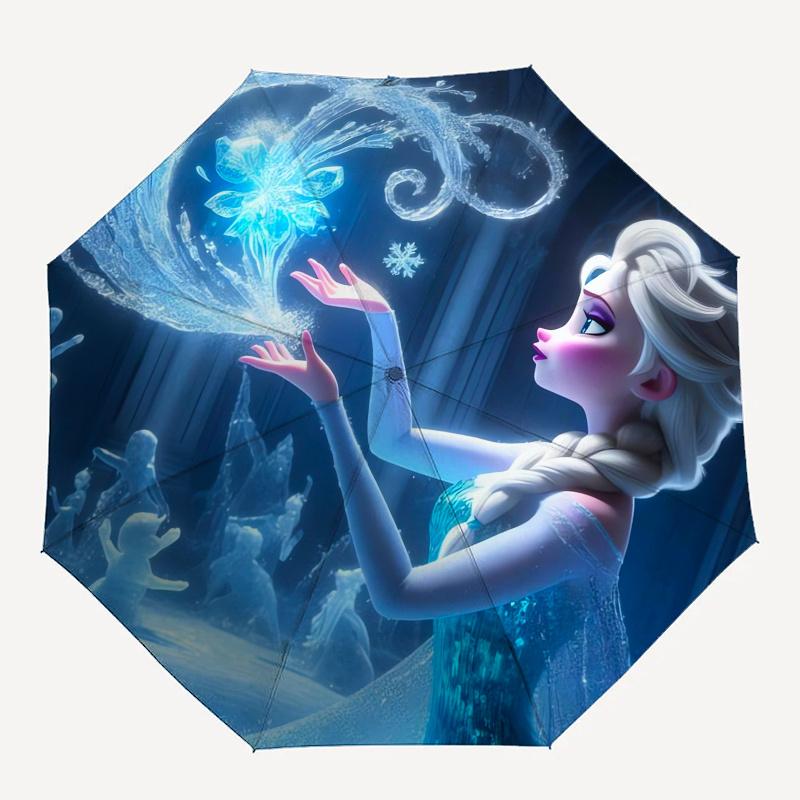 Elsa,Frozen Automatic Opening and Closing Umbrella - 8-rib Folding Design, Lightweight and Portable, Suitable for Daily Business Use, Pocket