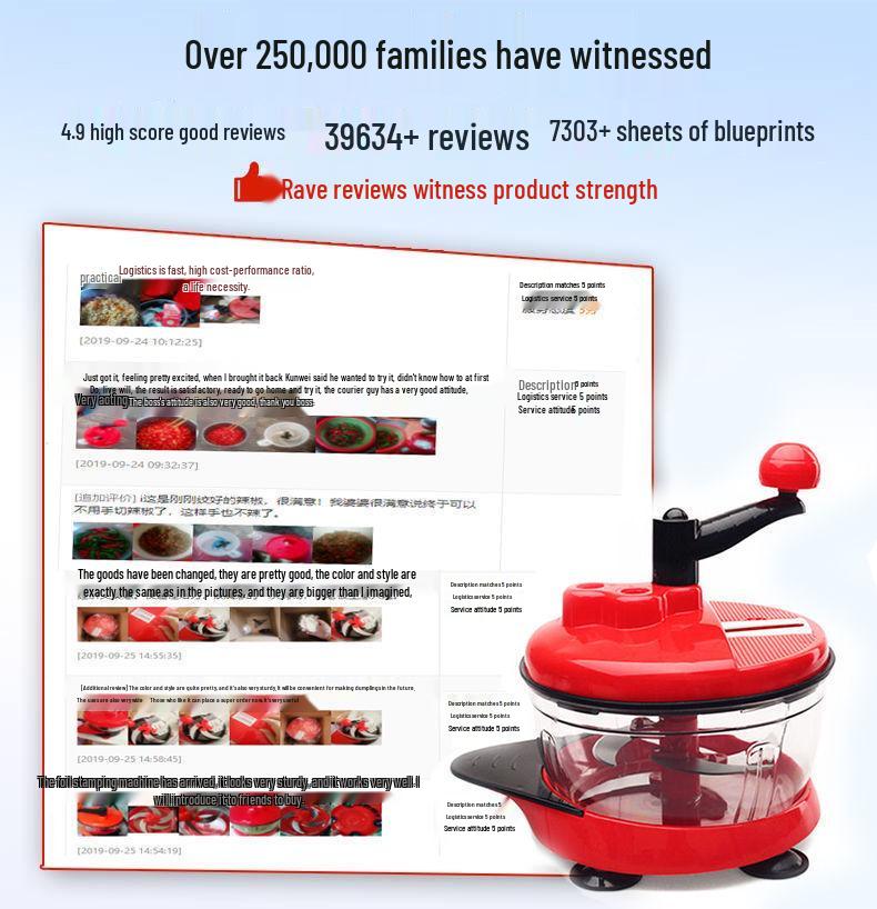 Manual Hand-Crank Meat Grinder & Vegetable Cutter: Kitchen Food Processor for Dumpling Filling & more.