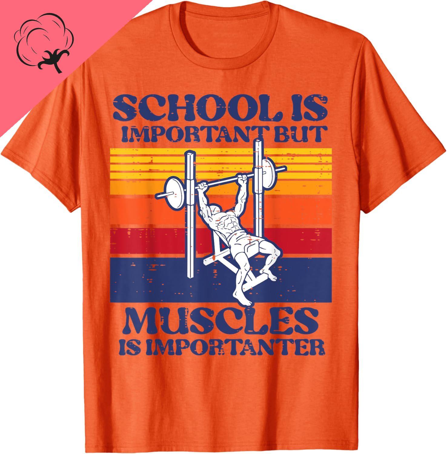

Gym School Important Muscles Importanter Workout Boys Girls TShirt Unique Casual Cotton Short Sleeve Y2k Clothes S