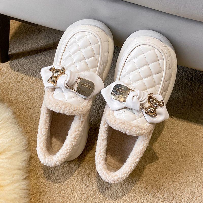 

Feerldi Водонепроницаемые меховые мокасины женские зимние теплые плюшевые балетки женские бежевые черные балетки холодостойкие плюшевые лоферы CN 35 бежевый