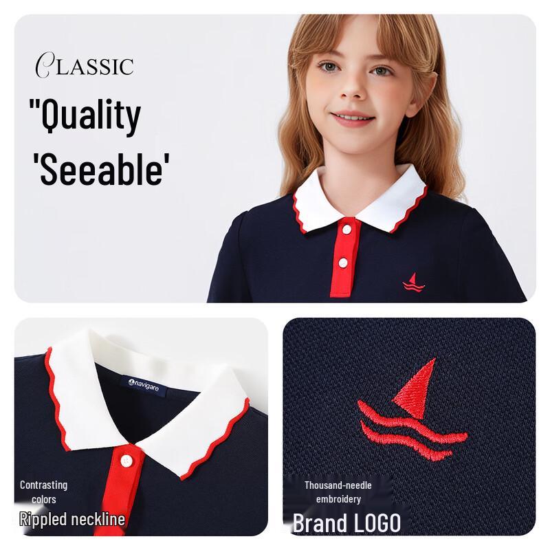 Navigare Girls' Long Sleeve Polo T-shirt