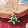 Huitan Noble Gold Color Women Pendant Necklace Christmas Tree Green Enamel Festival Jewelry with Colorful CZ Trendy AccessoriesGood Product