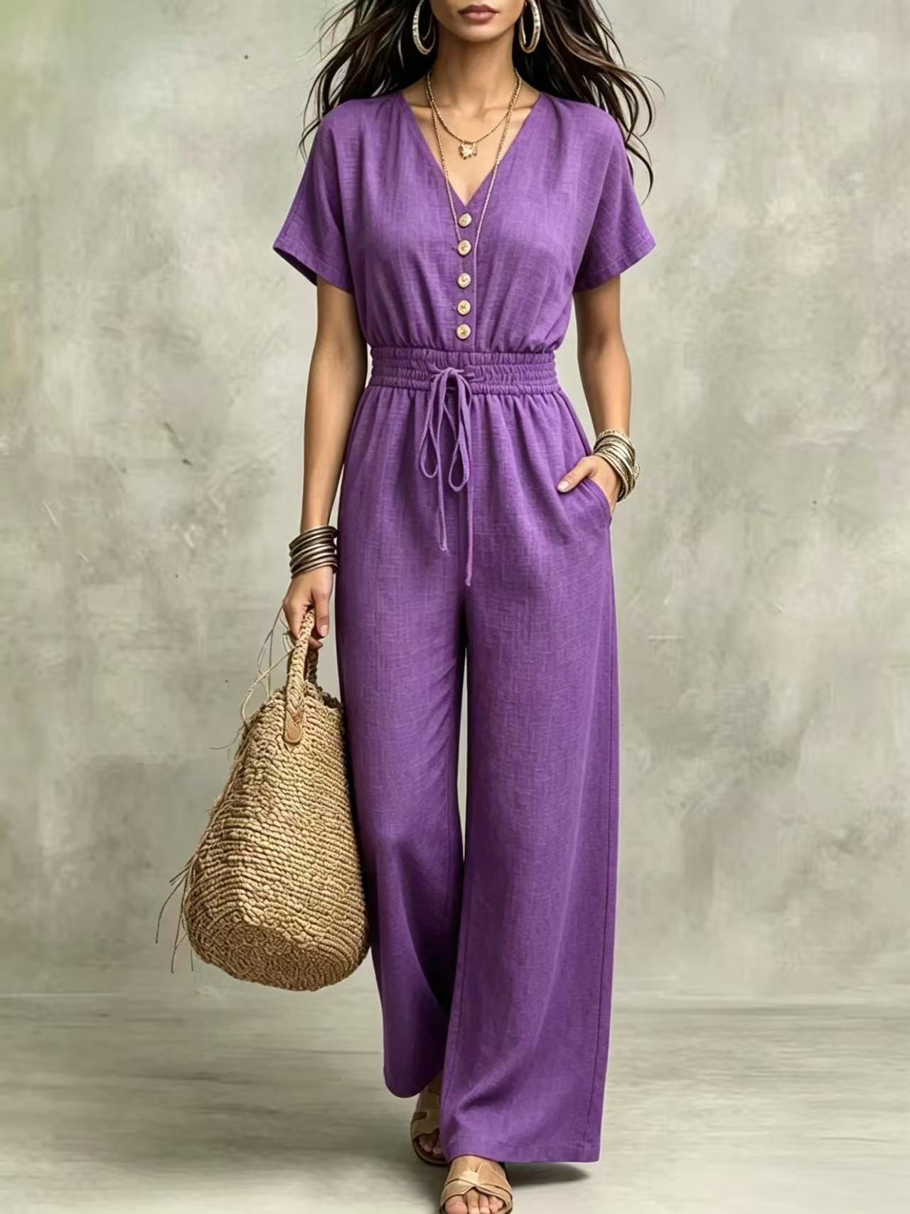 Women s clothing source factory goods [factory direct supply] new cross-border European and American women s clothing temperament V-neck waist S фиолетовый