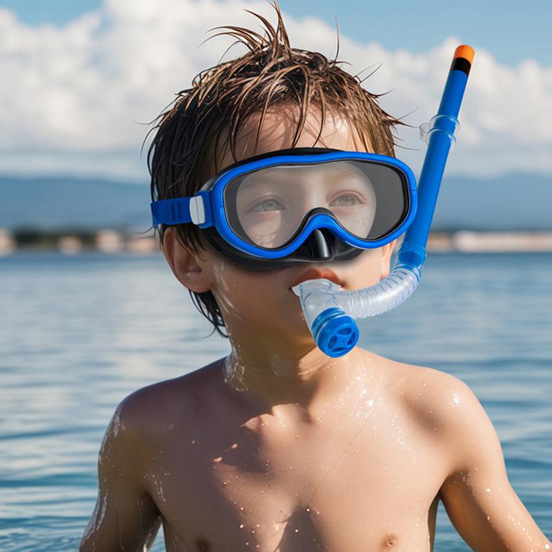 Set Maschera e Boccaglio Occhiali Anti-Appannamento Impermeabili Occhialini da Snorkeling Professionali Protezione UV Bambini Occhiali da Surf Spiaggia