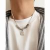 Steel Industrial Geometric Pendant Necklace For Men Women Minimalist Lock Design