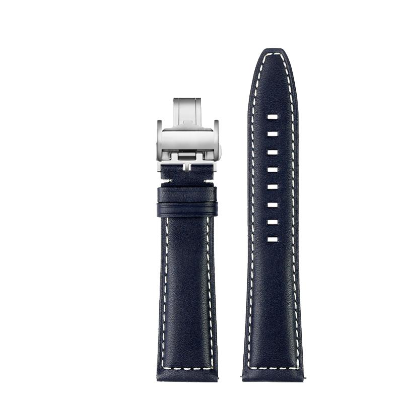 Leather Strap 21/22mm for Longines SPIRIT Rolex Black/Green Water Ghost Omega SEAMASTER 300 High-end Italian Cold Watch Strap