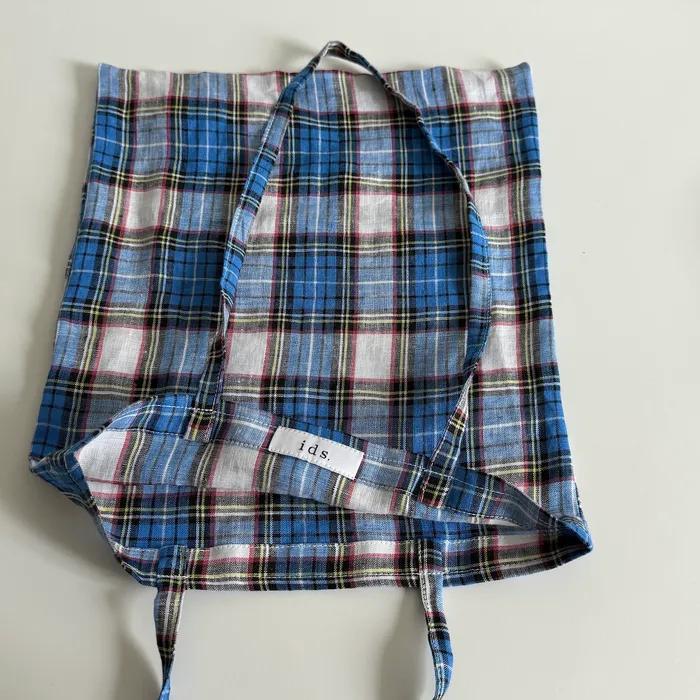 Linen Vintage Blue Check Mini Bag