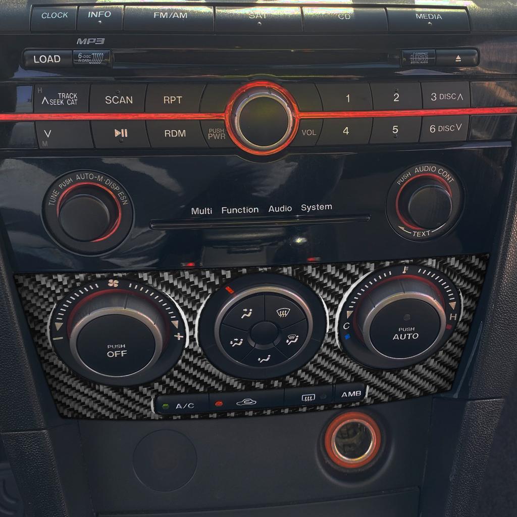 BDN1 For Mazda 3 Axela 2004-2009 Carbon Fiber Central Air Conditioning Control Panel Car Accessories Interior Decorative Stickers