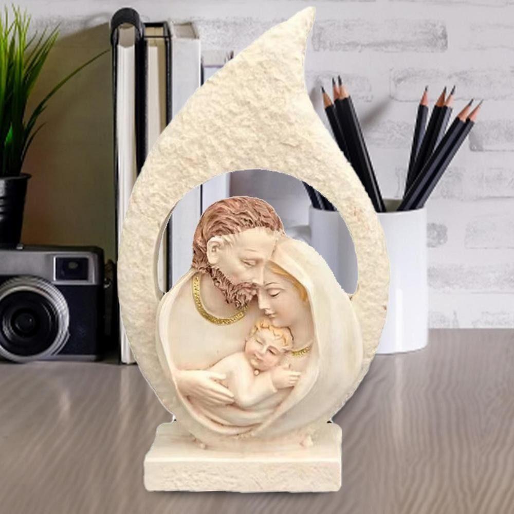 Exquisite Holy Family Figurine Painted Resin Nativity Ornaments Vivid Sacred Hearts Statue  Desktop