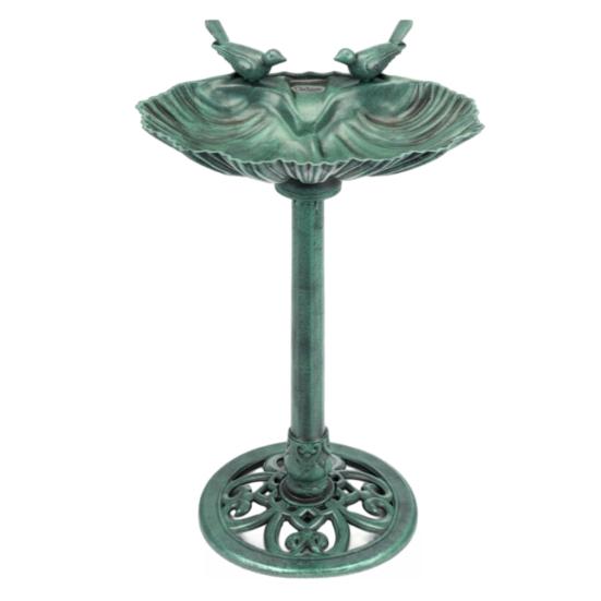 Pedestal Bird Bath Copper Resin Birdbaths Weather Resistant Floral Accents
