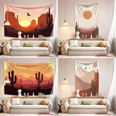 Einfacher Illustrationsstil Sonnenuntergangsmuster Wandteppich Schlafzimmer Wohnzimmer Wandteppich Heim Wanddekoration Wandteppich