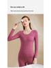 Women's Fleece-Lined Cashmere Silk Thermal Underwear Set - Seamless Round Neck, Antibacterial German Velvet Autumn Pants