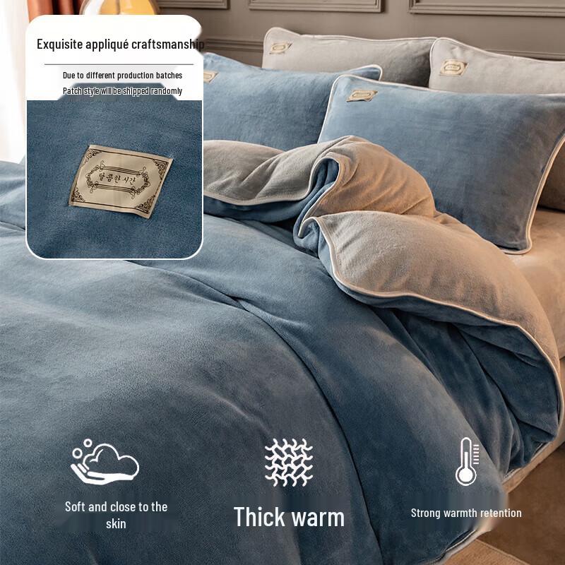 Hengyuanxiang Thickened Flannel Coral Fleece Bedding Set
