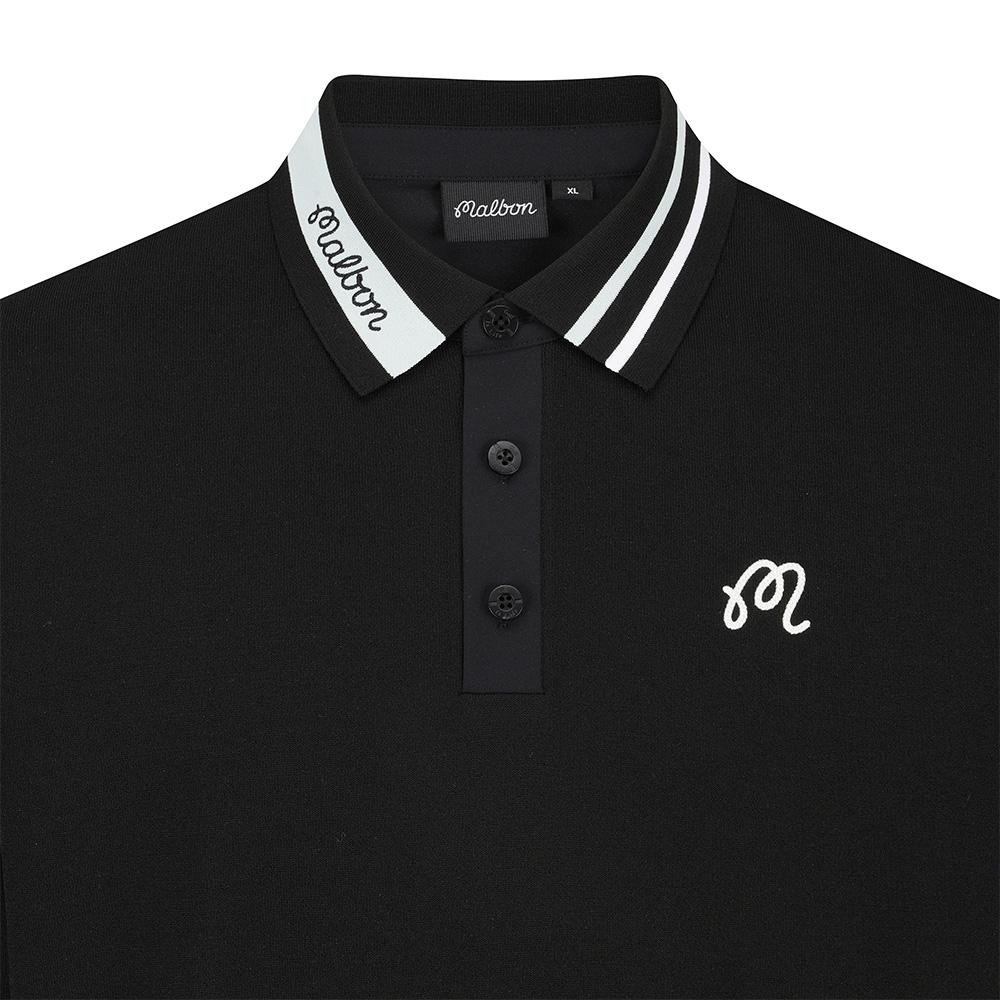MALBON GOLF Back Tricot Hybrid Knit Polo Black (Man)