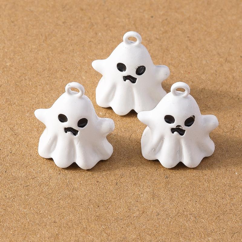 10pcs 20*17mm Cute Enamel Halloween Ghost Pendant Charm for Jewelry Making Earrings Necklace DIY Bracelet Accessories Supplies