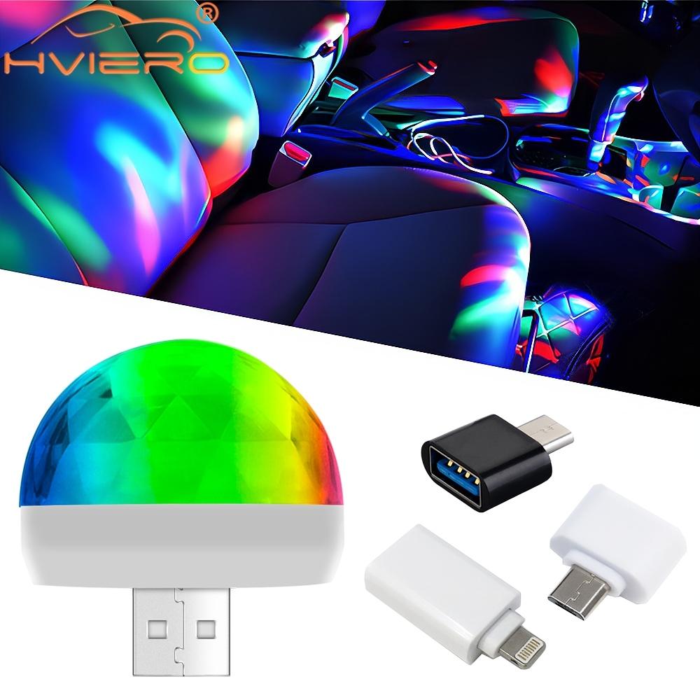 Car USB Ambient Light DJ RGB Mini Colorful Music Sound Led Apple USB Interface Holiday Party Atmosphere Interior Dome Trunk Lamp Neon Lights 4