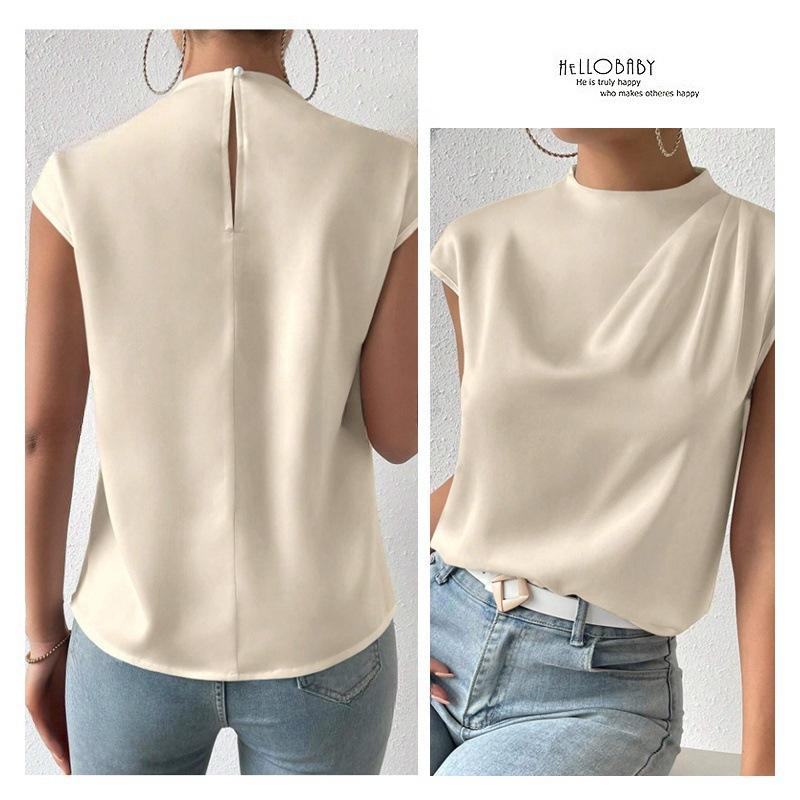Sommer Satin Hudfarget Ding T-skjortedress med Løs Ermeløs T-skjorte for Kvinner Underdel med Camisole Topp T-skjorter Dame