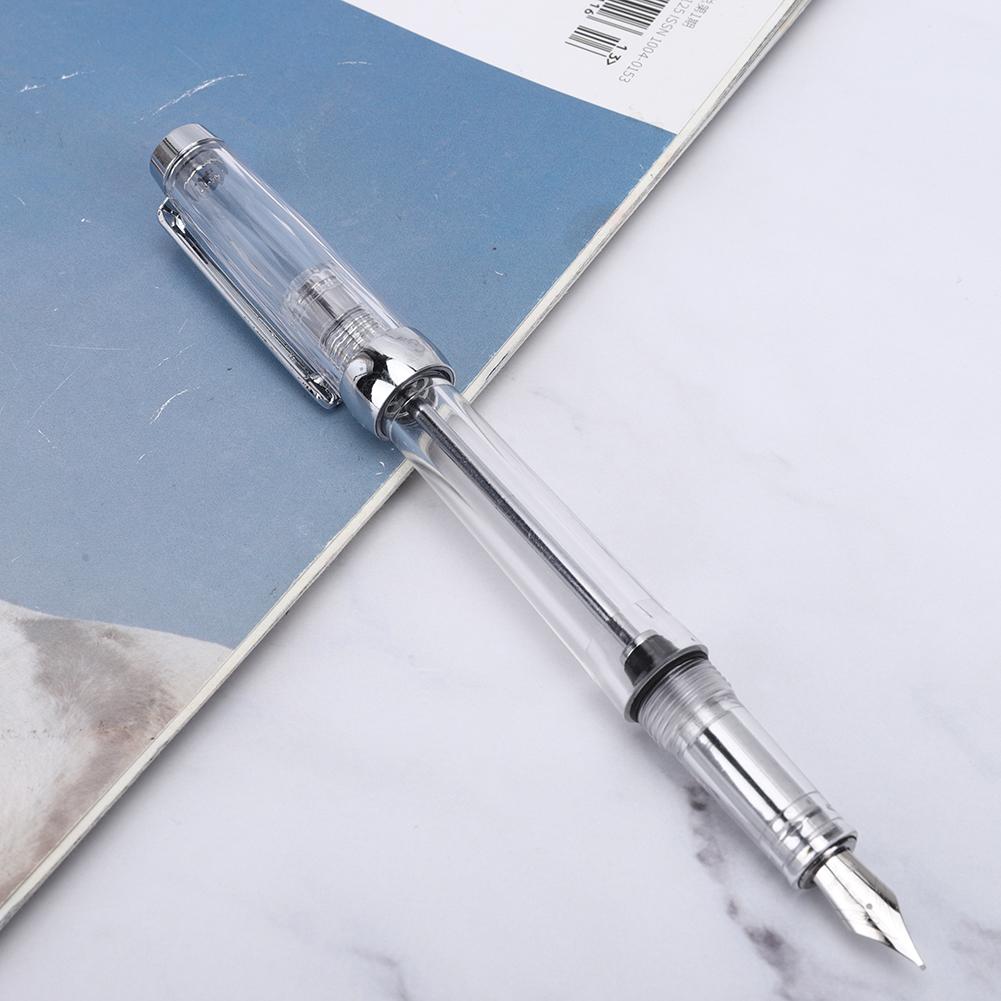 Large Capacity Fountain Pen Transparent Business Writing Pen Office School Supplies 0.5mm Nib
