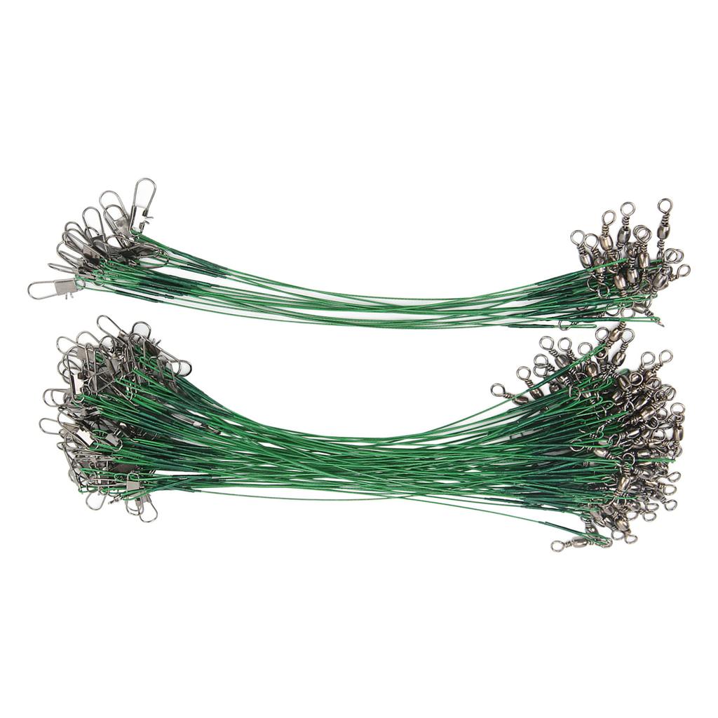 100PCS Fishing er Swivels Snap Anti Corroison Hard Steel Wire er for Saltwater 15cm  5.9in