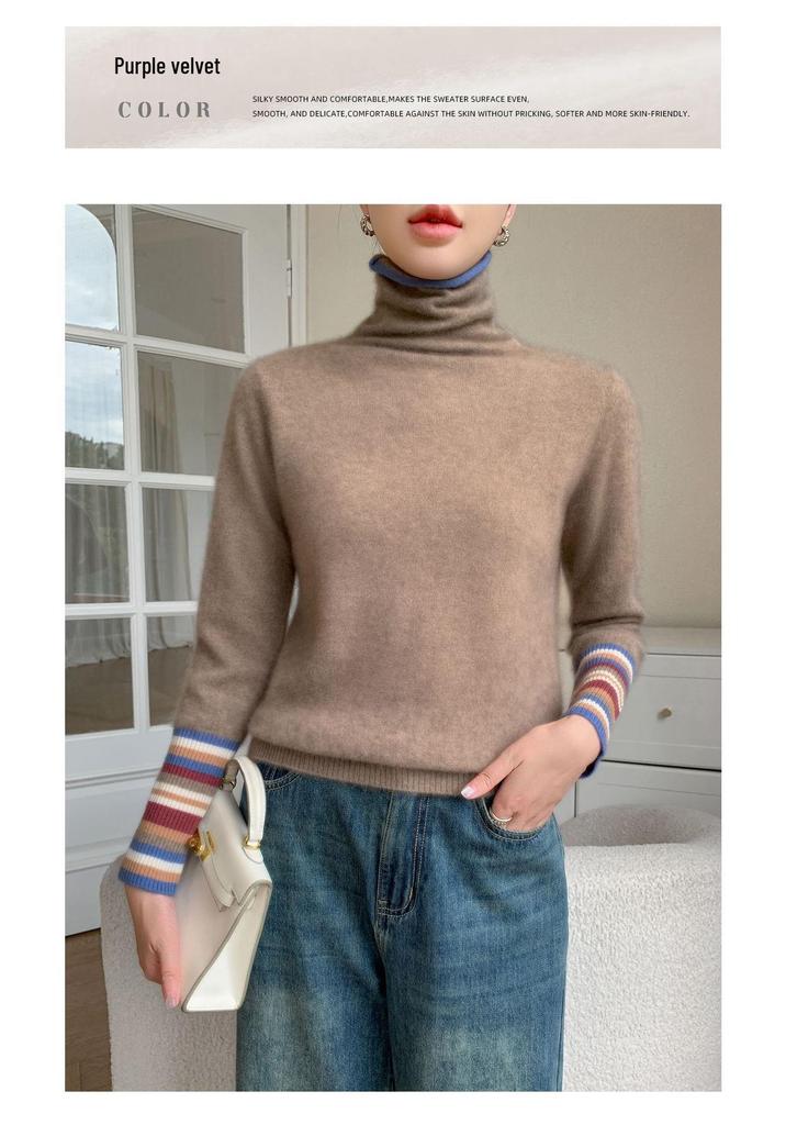 Heavyweight Cashmere Slim Fit Turtleneck Knit Top for Autumn/Winter